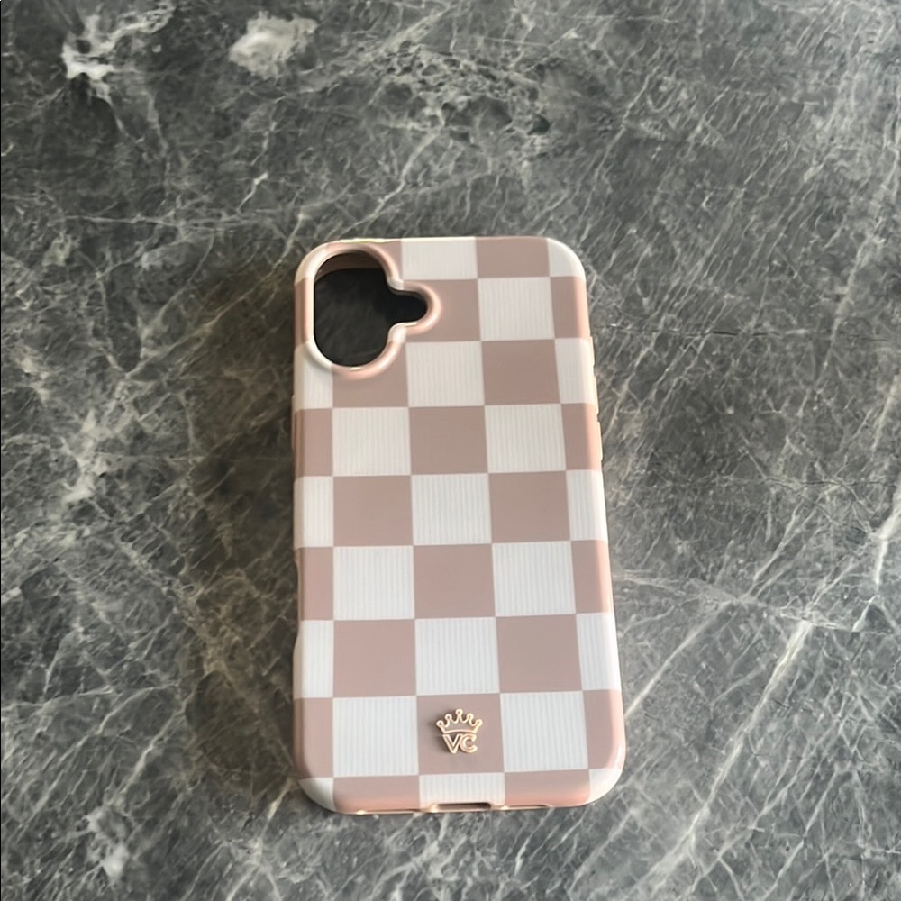 Velvet Caviar White and Pink Checkered iPhone Case
